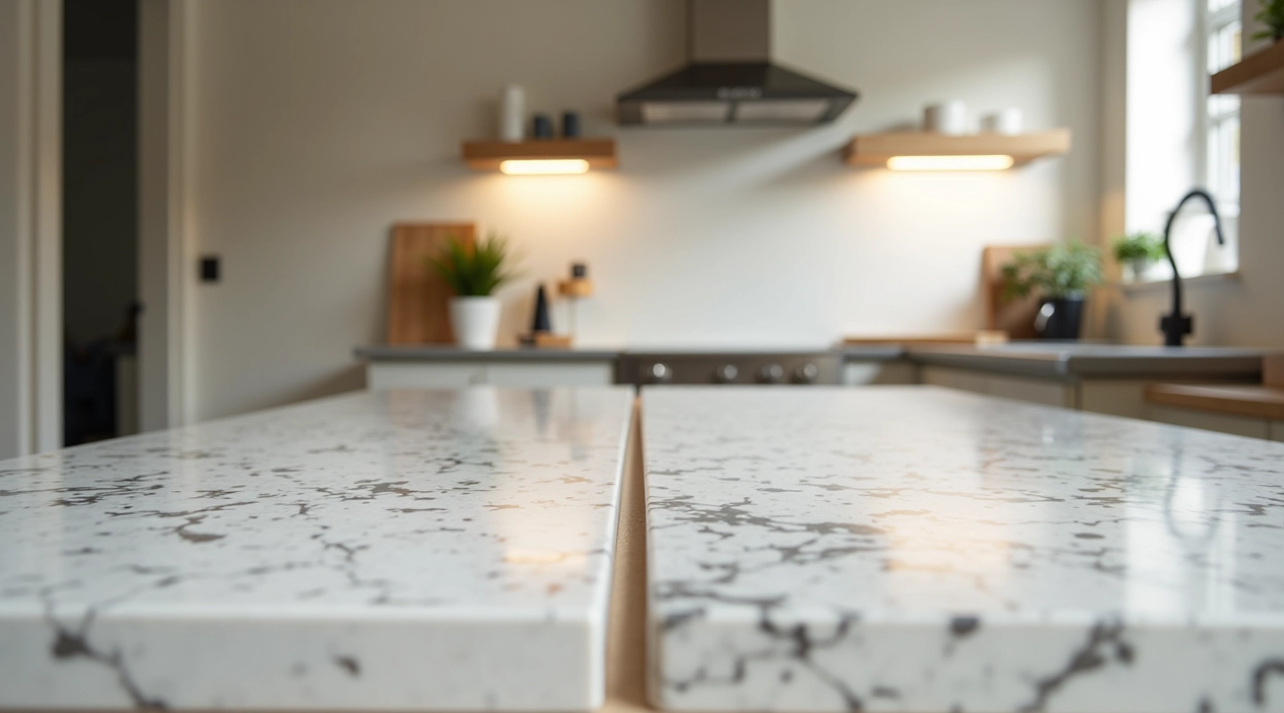 Kitchen countertop materials and renovation workspace