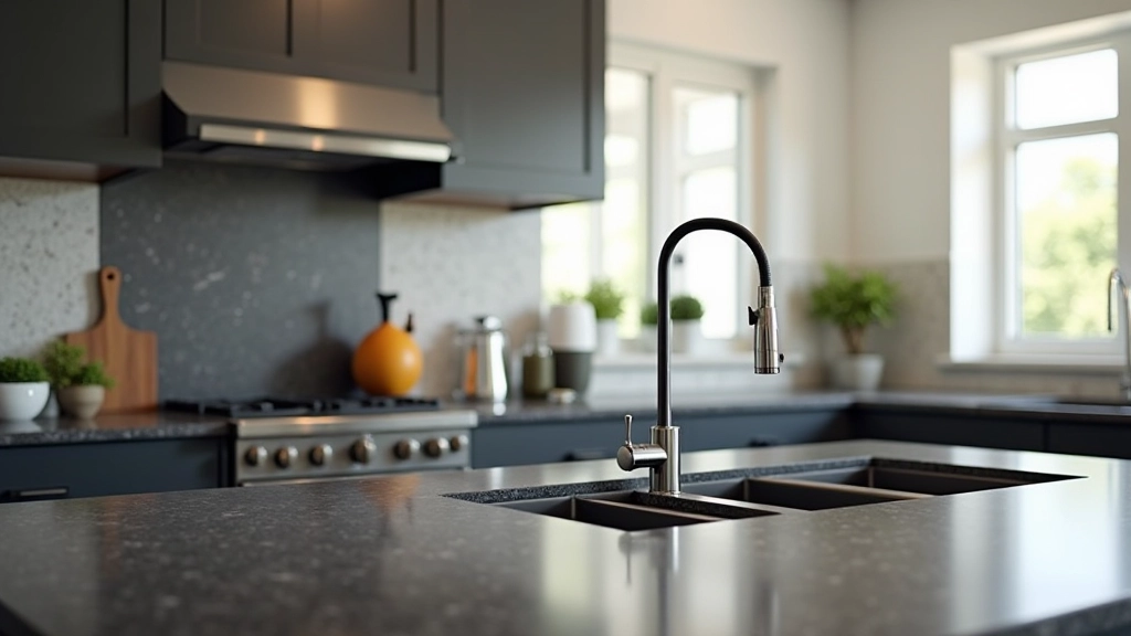 Modern kitchen with granite countertops